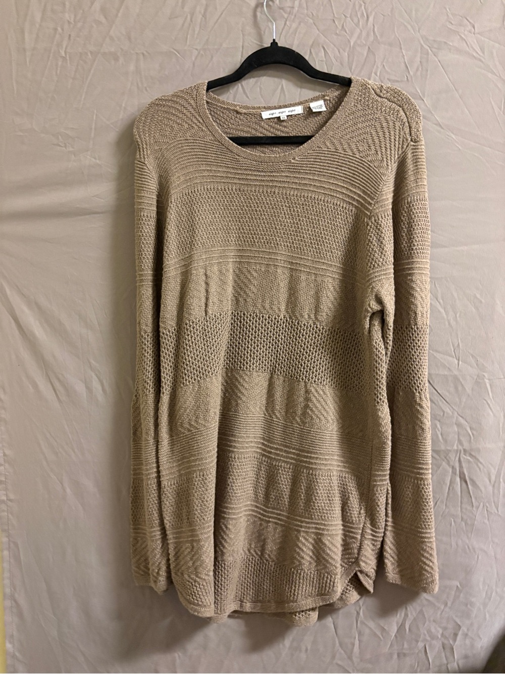 Light Khaki Knit Crewneck Sweater